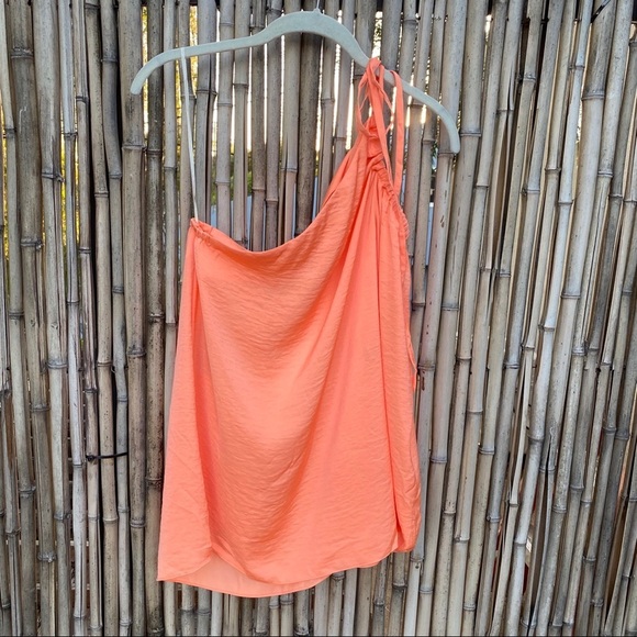 Rachel Roy Soirée one shoulder grapefruit blouse S - Picture 6 of 6